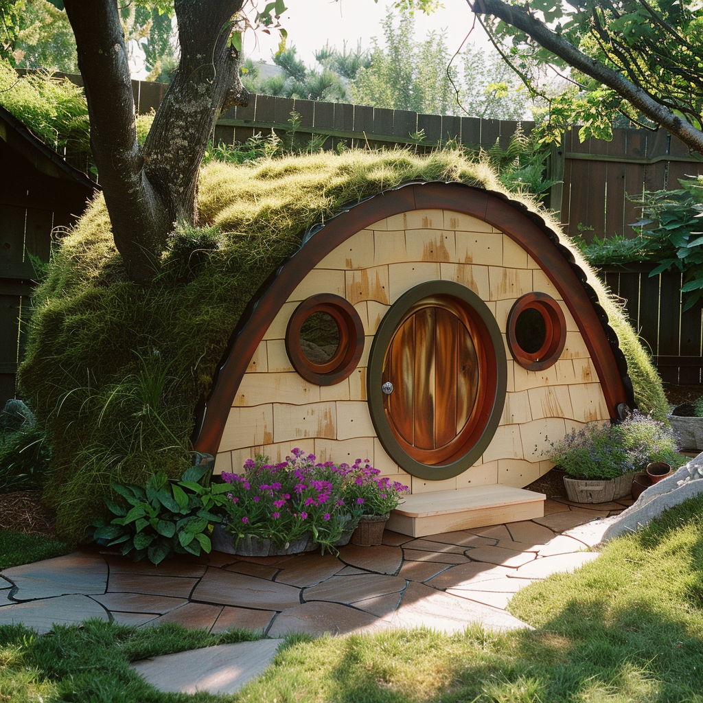 Une idée de cabane en bois "trou de hobbit"